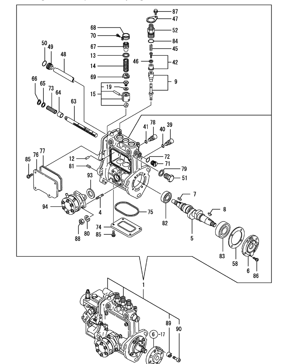 Yanmar Engine Fuel Injection Pump Diagram and Parts List for 46G 4X4-1I019G-Before-37AKD710 Cub Cadet Lawn Tractor Accessories
